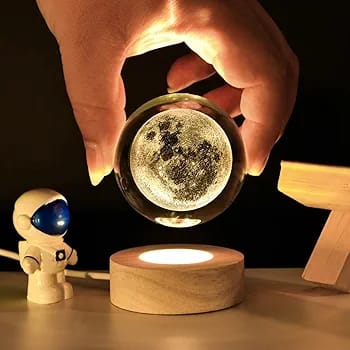 3D Crystal lamp for baby with wooden base,LED usb powerd moon light lamp
