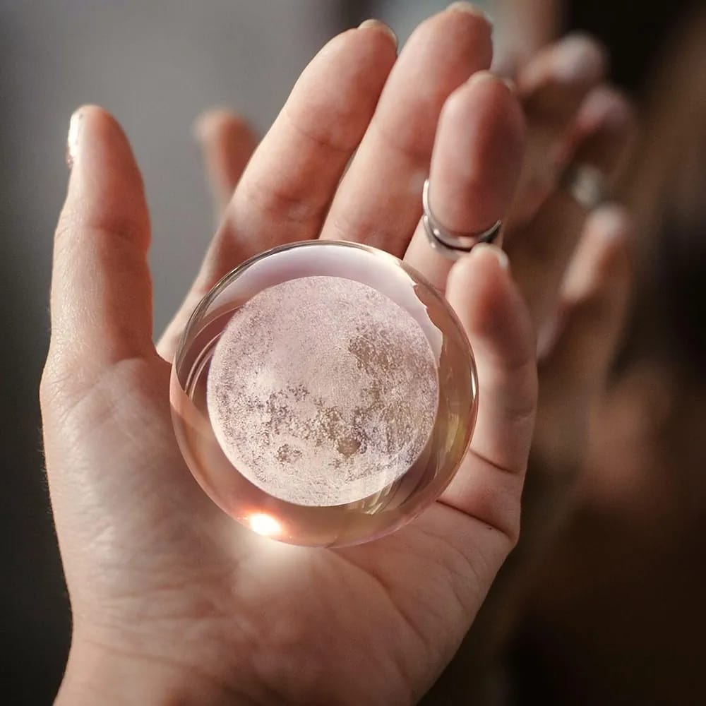 3D Crystal lamp for baby with wooden base,LED usb powerd moon light lamp