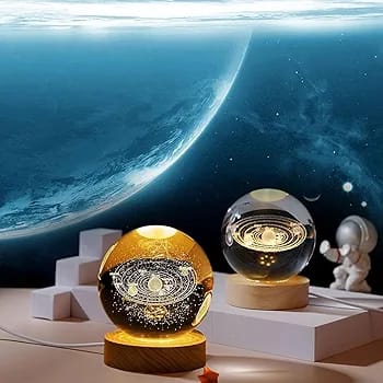 universe crystal lamp night light glass ball,decorartion,wooden base,usb