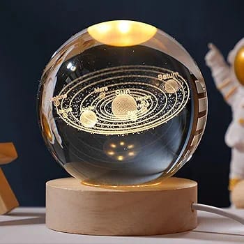 universe crystal lamp night light glass ball,decorartion,wooden base,usb