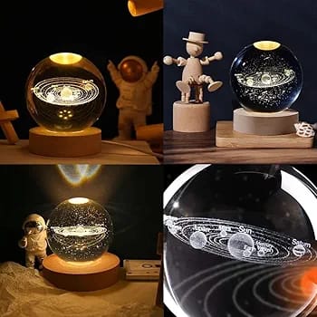 universe crystal lamp night light glass ball,decorartion,wooden base,usb