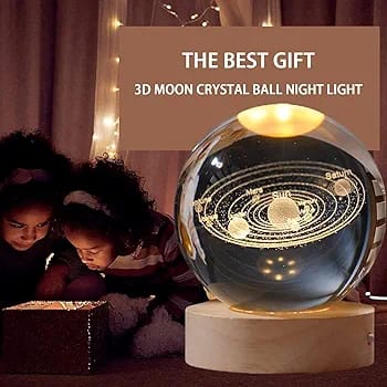 universe crystal lamp night light glass ball,decorartion,wooden base,usb