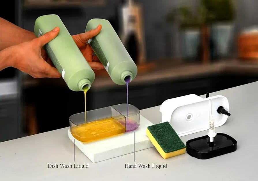 3-in 1 soap pump dispenser with spongegolder,stylish(pack of 1)