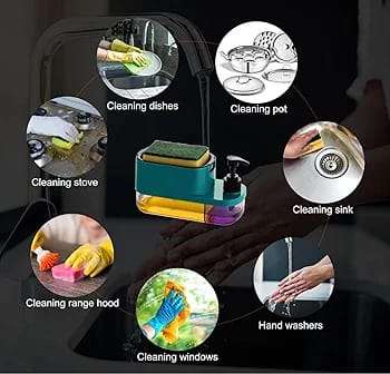 3-in 1 soap pump dispenser with spongegolder,stylish(pack of 1)