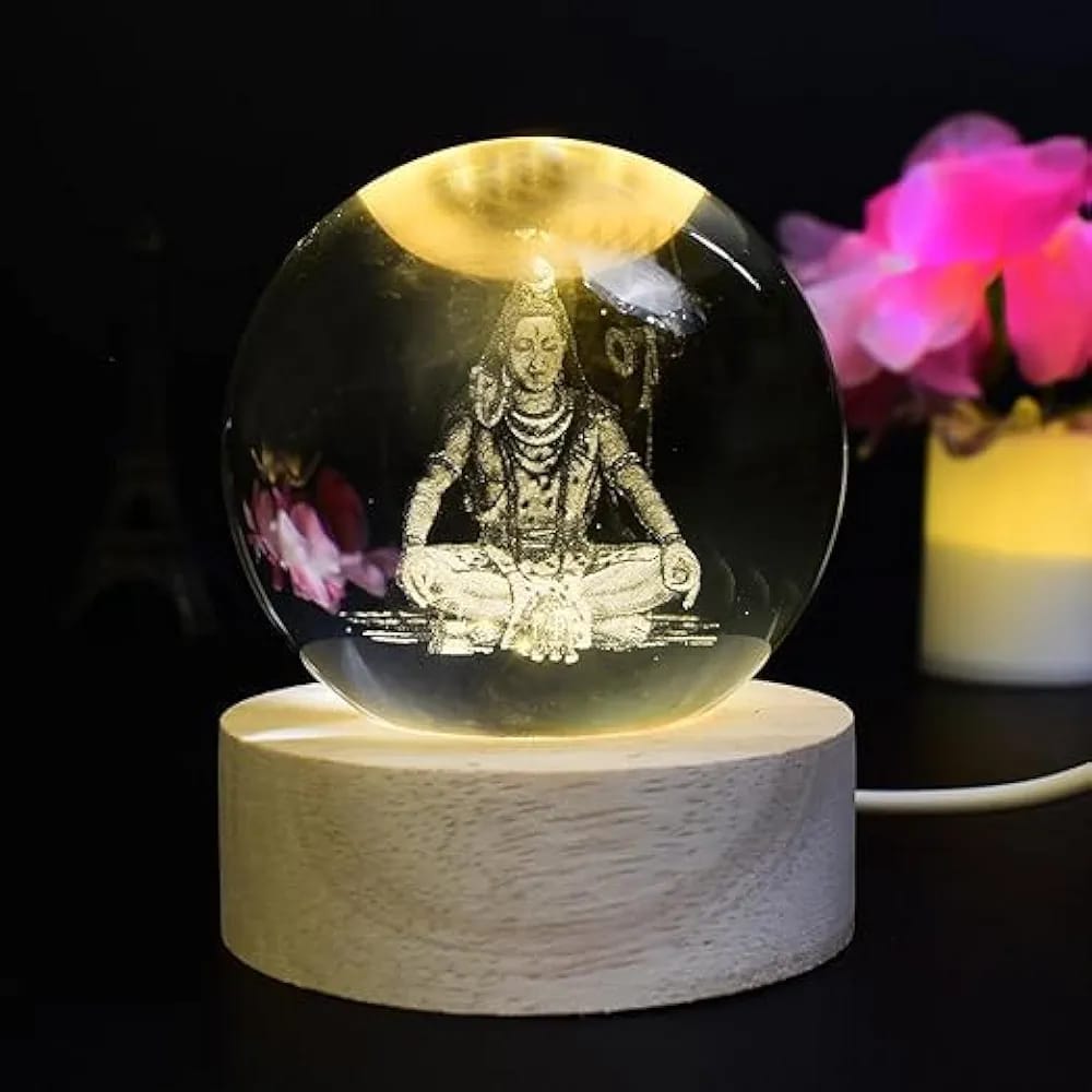 3d crystal lamp,best gift,night light USB wooden decoration(shiva)